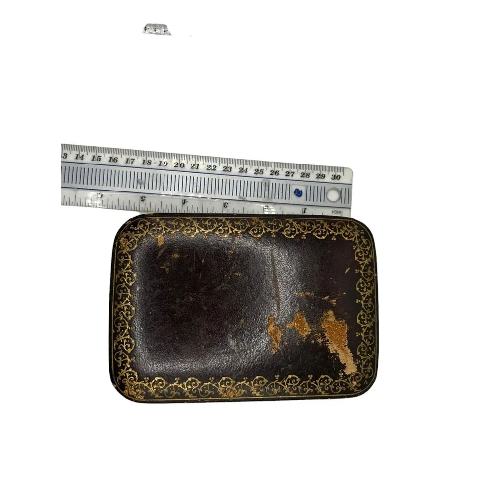 Vintage Italian Leather Jewelry‎ Case Travel Vanity Box Gold Tooled